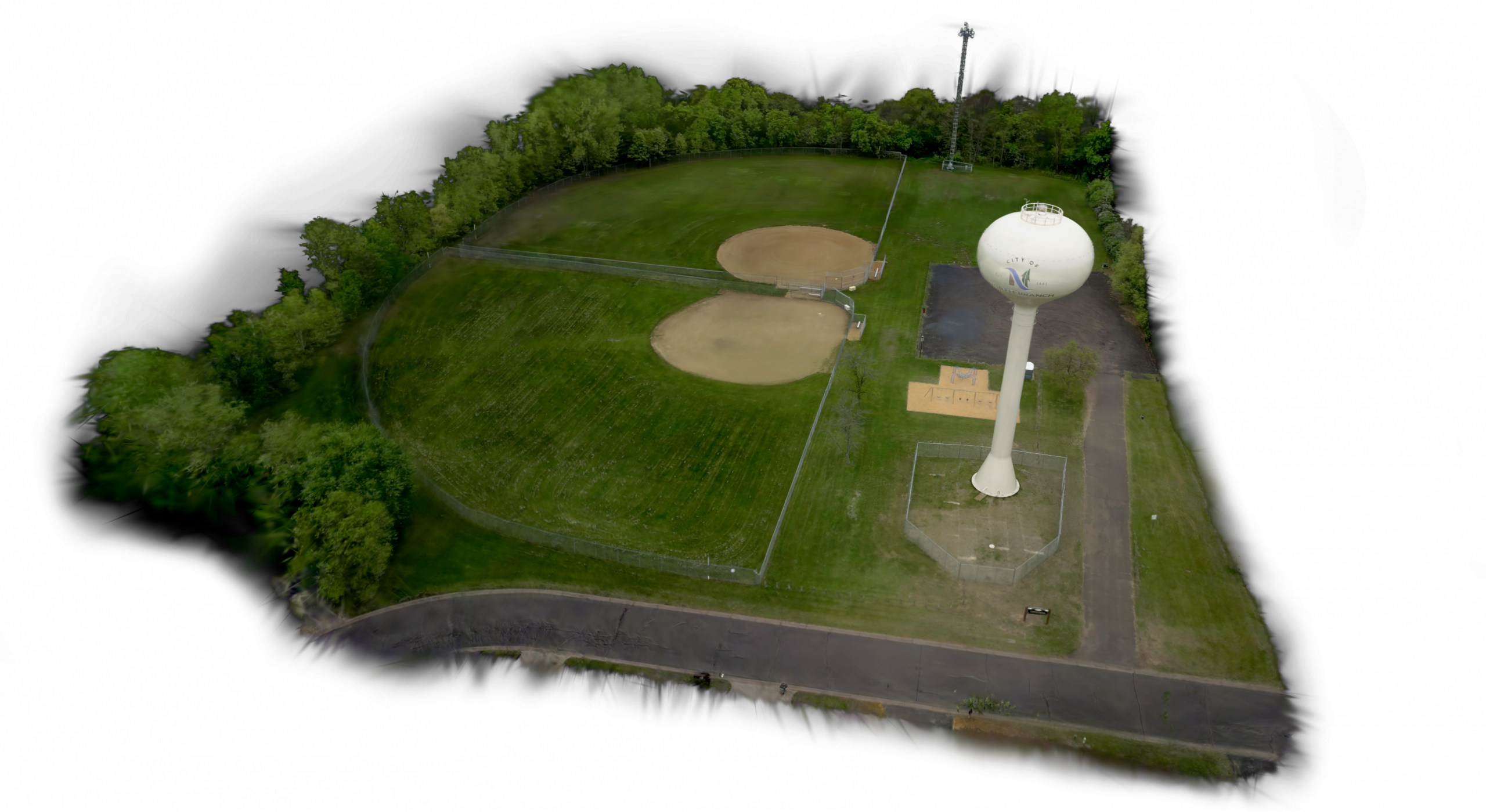 Water tower site captured as an interactive Gaussian splat